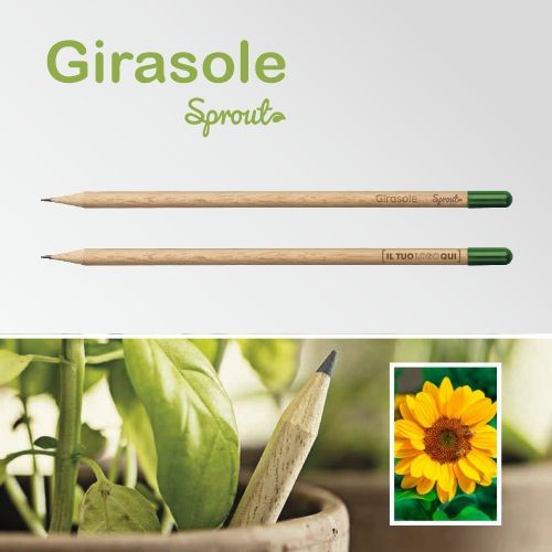 Matita Piantabile con Capsula Girasole in Legno Personalizzata