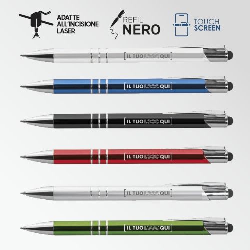 Penna in Alluminio Touch con Refill Jumbo | Personalizzabile-CHROME PLUS