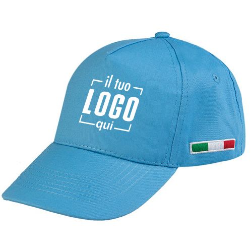 Berretto 5 Pannelli Italia Cotone Twill e Velcro Regolabile| Personalizzato