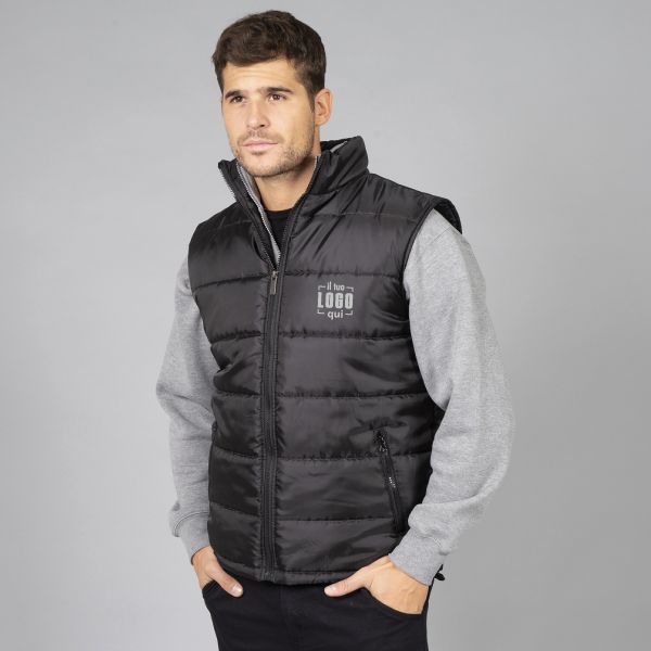 Smanicato Uomo in Poliestere Lucido, Imbottito, Tasche con Zip Personalizzato Ideale come Articolo Promozionale-New Shanghai