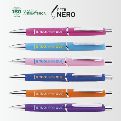 Penna a Sfera con Corpo Colorato e Stampa Personalizzata | Plastica