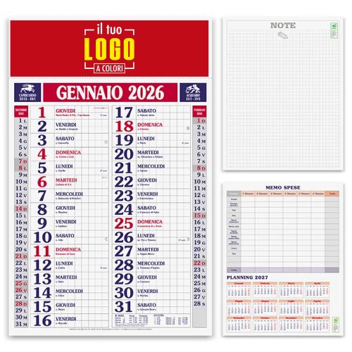 Calendario Olandese 2026 | Mensile con Testata 30x9 cm | Personalizzato | QUADRETTATO