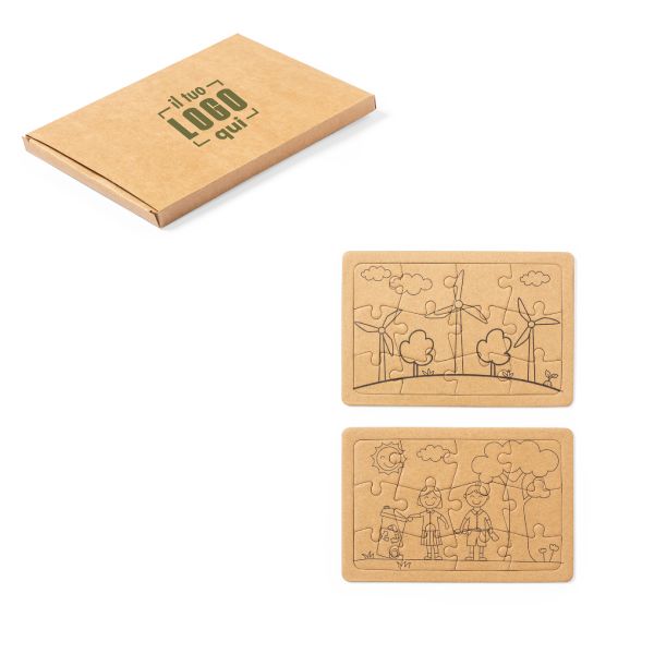 Set di 2 Puzzle in Cartone Riciclato Personalizzati Ideale per Eventi per Bambini, Gadget Feste