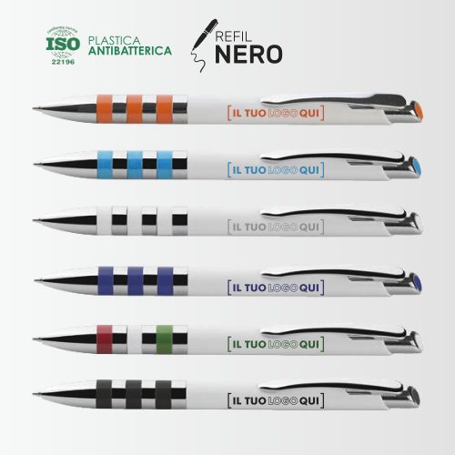 Penna a Sfera Bicolore con Minuterie Cromate | Personalizzabile - STRIPES