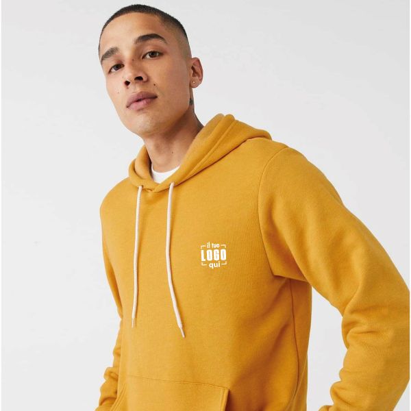 Felpa Uomo in Cotone e Poliestere Monocolore con Codini a Contrasto e Cappuccio Interno Felpato Personalizzata