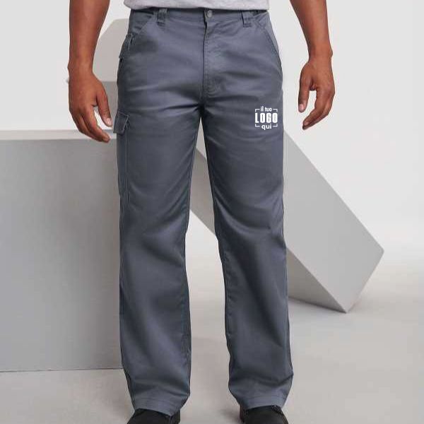 Pantaloni con Elastico in Vita e Multitasche da Uomo in Poliestere e Cotone Personalizzato Ideale come Capo da Lavoro- Russell Europe - JE001M