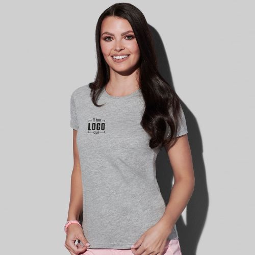 T-Shirt Manica Corta Donna a Girocollo 100%Cotone Nastro di Rinforzo sulle Spalle Personalizzata Ideale come Articolo Marketing - Classic-T Fitted Women