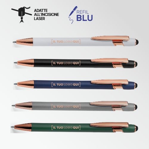 Penna touch alluminio con dettagli rame e astuccio eco | Personalizzata