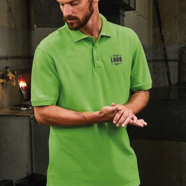 Polo Uomo a 4 Bottoni in Poliestere e Cotone Organico Personalizzata Ideale come Capo da Lavoro-BIO Workwear Polo