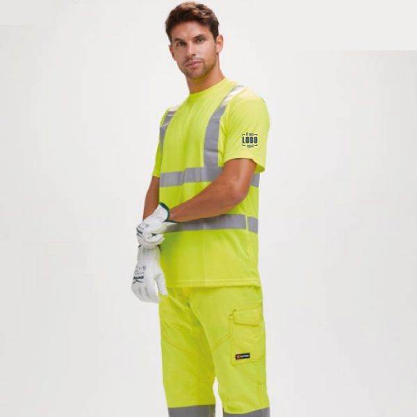 Maglia Alta Visibilità a Girocollo con Bande Riflettenti Personalizzata in Poliestere Personalizzata-AVENUE-PAYPER