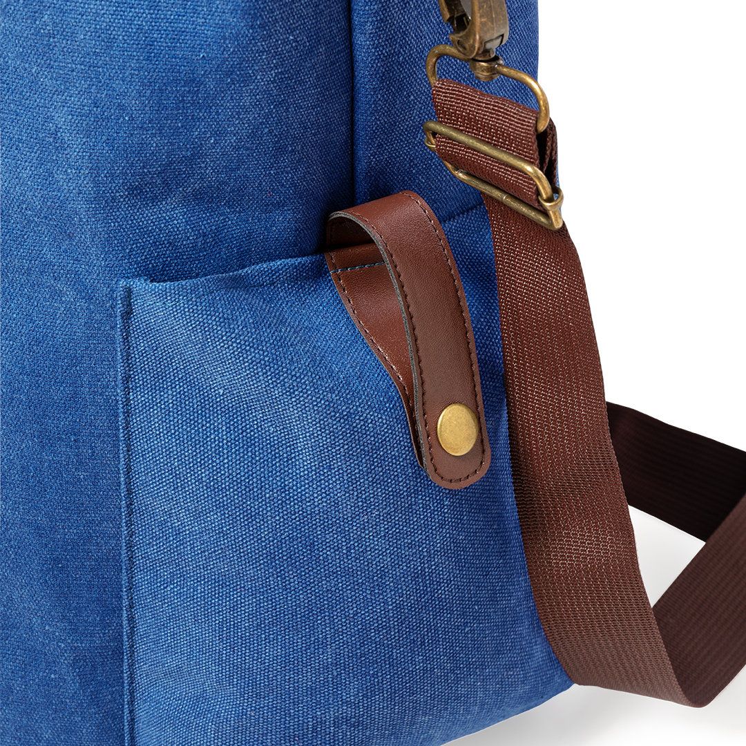 Zelina Borsa Tote in Vera Pelle Italiana con Manici in Tela