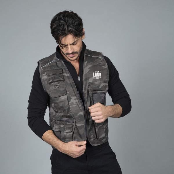 Gilet Uomo Multitasche in Poliestere Personalizzato Perfetto per Professionisti, Eventi all'Aperto e Attività-New Safari