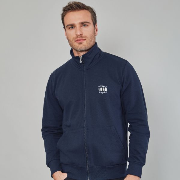 Felpa Uomo Collo Lupetto Full Zip in Misto Cotone Elasticizzato Personalizzata Ideale come Capo Promozionale- Costa Azzurra
