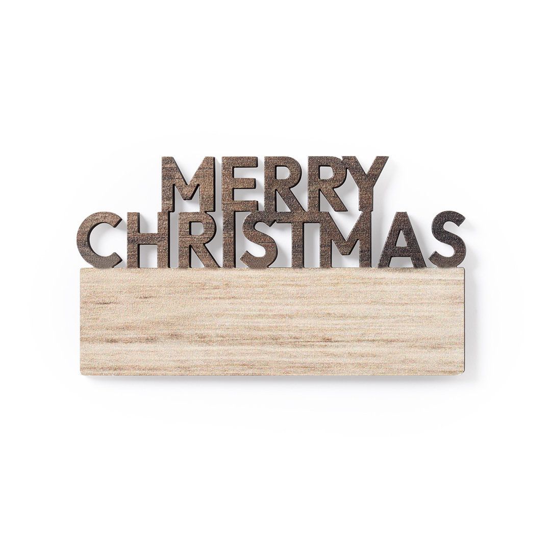 Calamita Natalizia Merry Christmas in Legno Naturale | Personalizzata
