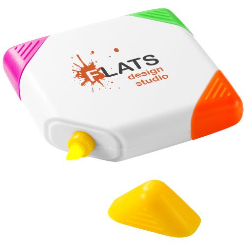 Evidenziatore quadrato 4 colori con punte a scalpello | Personalizzato