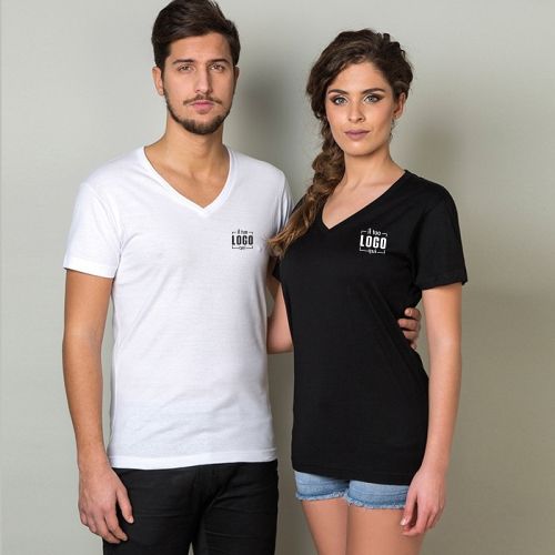 Maglietta Personalizzata Unisex Scollo a V Cotone Ideale come Divisa Aziendale - Ale