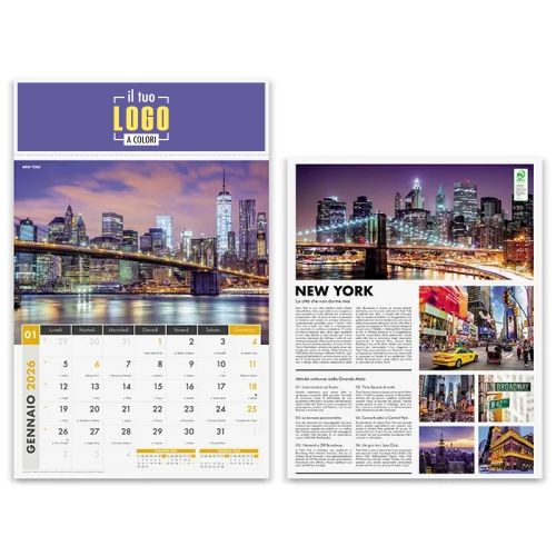 Calendario Mensile 2026 | Testata Termosaldata 29×9 cm | CITTA DI NOTTE