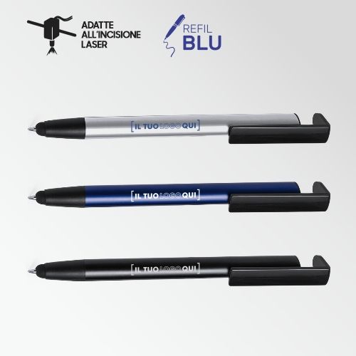 Penna in alluminio con supporto per cellulare | Personalizzata