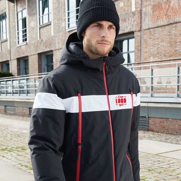 Giubbino Impermeabile da Uomo Antivento e Antipioggia con Cappuccio Imbottito Personalizzato Ideali come Capo Promozionale