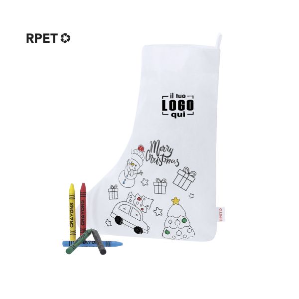 Calza Natalizia da Colorare in RPET con Pastelli | Personalizzata