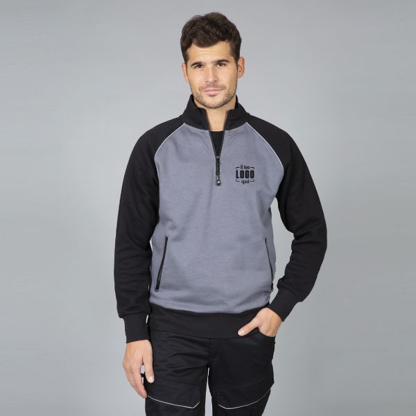 Felpa Uomo Mezza Zip con Piping Rifrangente in Misto Cotone Personalizzata Ideale come Articolo Promozionale- Felpa Nottingham