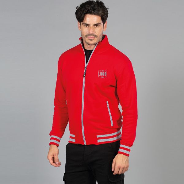 Felpa Uomo Full Zip in Cotone con Righe a Contrasto Personalizzata Perfetta come Capo Promozionale-Arizona Man