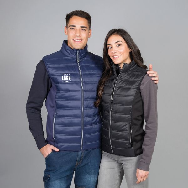Smanicato in Nylon da Uomo Imbottito, con Fianchi in Softshell, Impermeabile e Traspirante Personalizzato Perfetto come Capo Promozionale-Gilet Nantes Man
