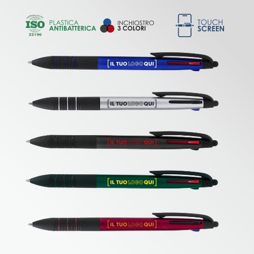 Penna 3 in 1 Touch con Triplo Inchiostro e Fusto Metallico | Personalizzata