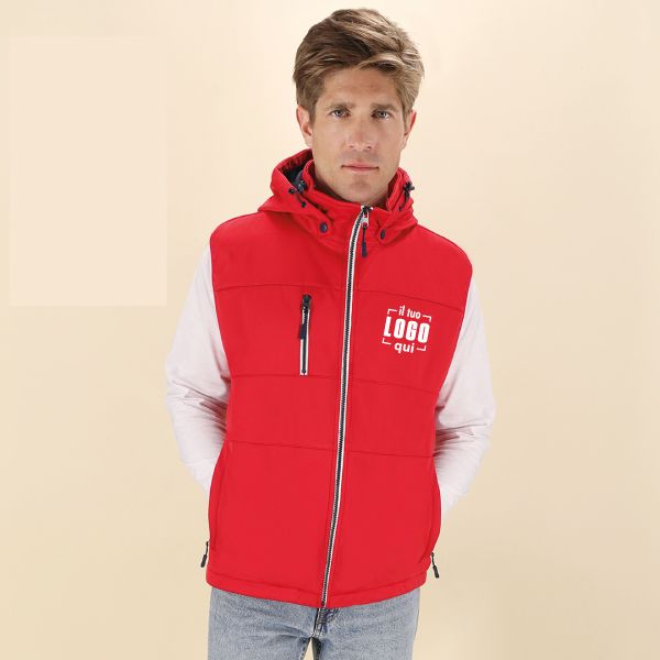 Smanicato Unisex in Softshell a 3 Strati con Collo Alto con Cappuccio Regolabile, Antivento e Antiacqua Personalizzato Ideale come Articolo Promozionale-SELDON