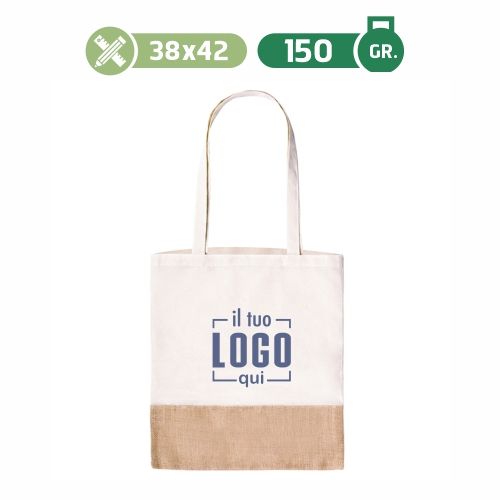 Borsa Shopping Cotone/Juta Manici Lunghi 38x42