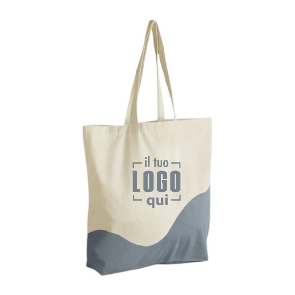 Resistente Shopper Bicolore in Cotone Organico34x44 cm Personalizzata come Borsa Mare, Tempo Libero- Westford Mill