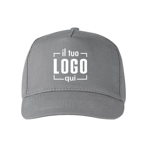 Berretto 5 Pannelli Cotone Twill Con Fascia e Visiera Rigida| Personalizzato