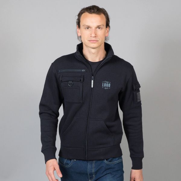 Felpa Uomo Full Zip in Poliestere e Cotone Multitasche e Gancio Portachiavi Personalizzata Ideale come Capo da Lavoro-Felpa Italy