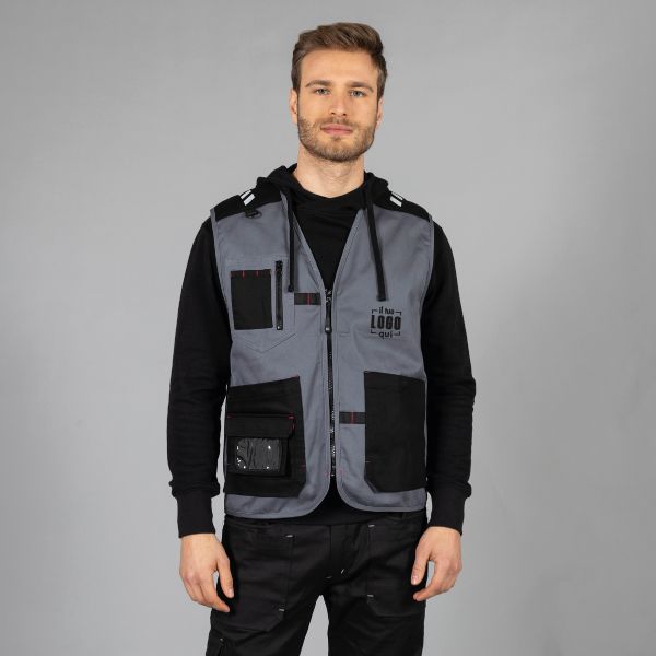 Gilet Multitasche Elasticizzato in Cotone non Foderato con Stampe Refrigeranti Personalizzato Ideale come Capo da Lavoro