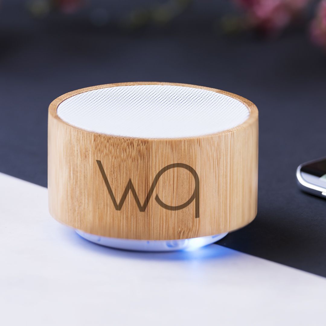 Cassa Bluetooth Personalizzata in Bamboo Ideale come Gadget Eventi, Fiere, Ufficio