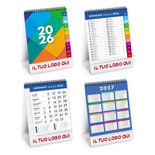 Calendarietto da Tavolo 2026 | Spiralato – Personalizzabile con Logo | TALL TABLE