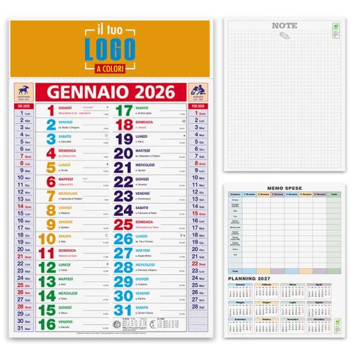 Calendario Olandese 2026 | Mensile con Testata 30x9 cm | Personalizzato | OLANDESE MULTICOLOR