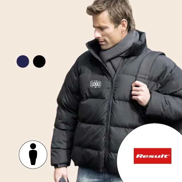 Piumino Uomo senza Cappuccio in Poliestere con Cordino in Vita Elasticizzato Personalizzato Perfetto come Capo Promozionale Invernale-Down Feel Jacket