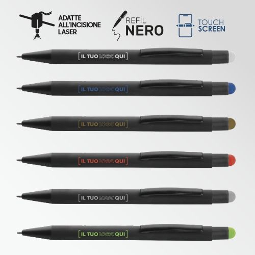 Penna Touch con Fusto a Contrasto per Incisione Laser | Personalizzata-BLACK TOUCH