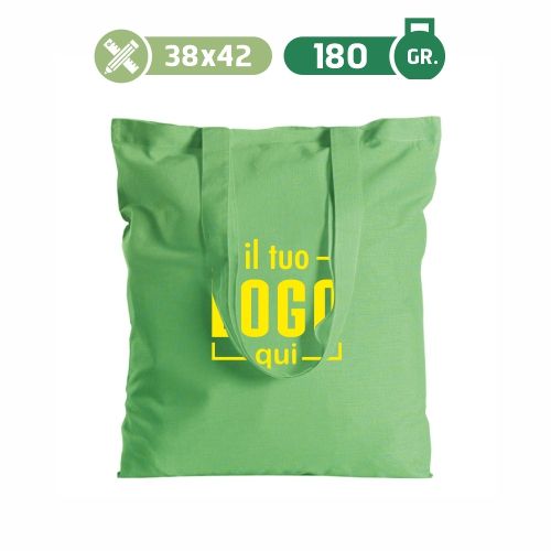 Shopper in cotone colorata a manici-lunghi dim.38x42cm personalizzata ideale come articolo promozionale-CHARLES