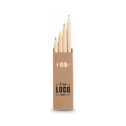 Set 4 matite legno Linea Natura con mina colorata | Personalizzato