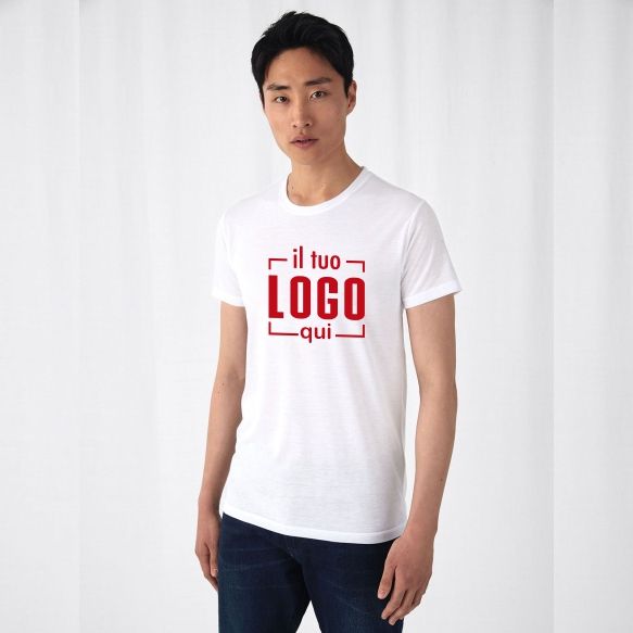 Maglietta Manica Corta Uomo in Poliestere Effetto Cotone Personalizzata in Sublimazione Perfetta come Capo Marketing