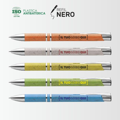 Penna Ecologica in Fibre di Frumento con Refill Nero | Personalizzata - ROOT