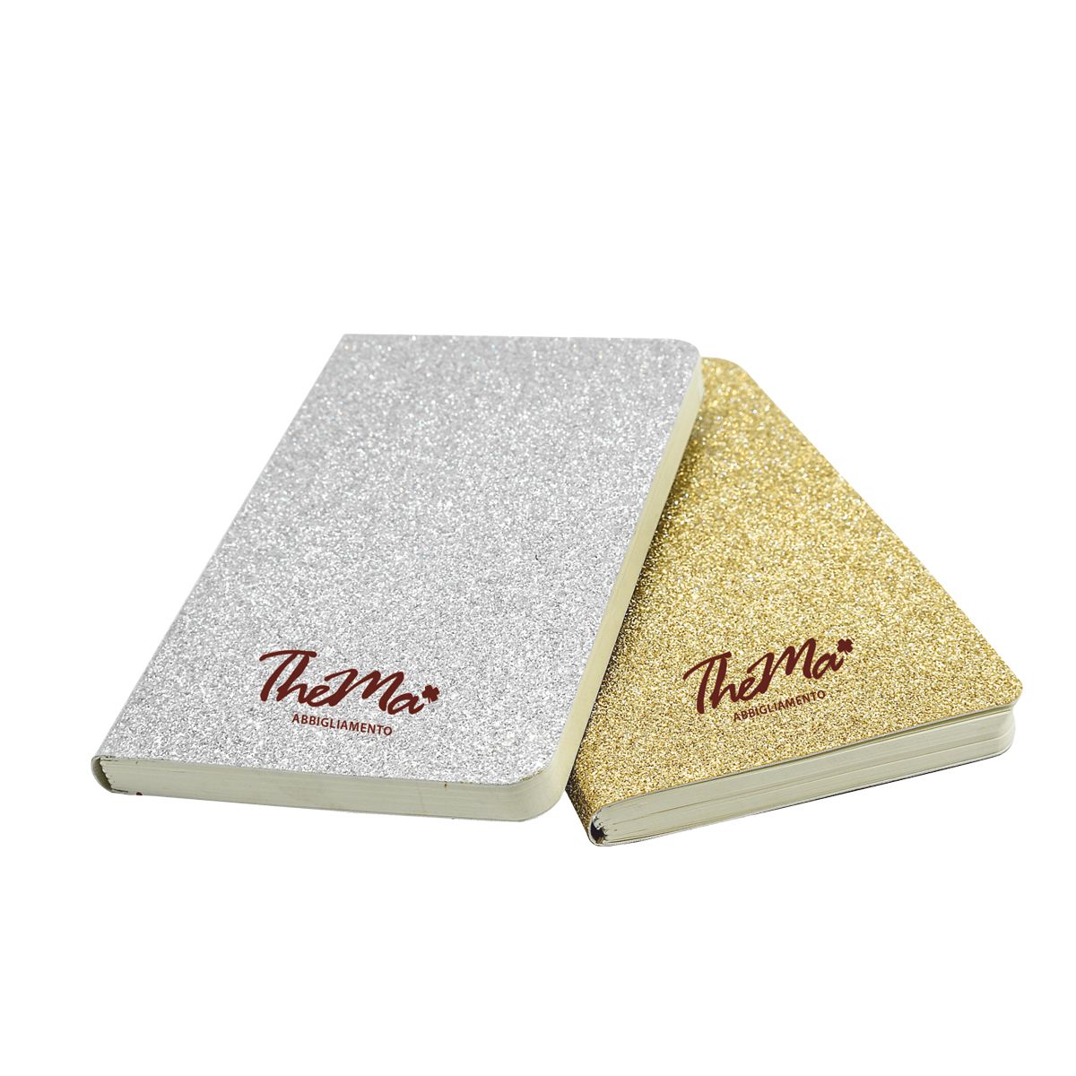 Quaderno per appunti con copertina glitterata e fogli avorio a righe personalizzato