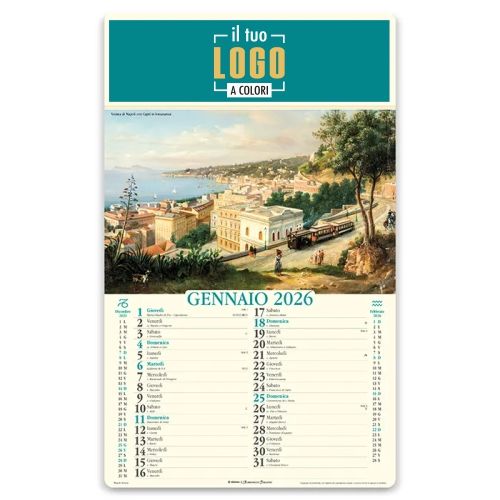 Calendario Illustrato 2026 | Testata Personalizzabile 31×10,5 cm | NAPOLI ANTICA