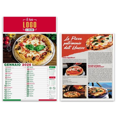 Calendario Illustrato 2026 | Testata 30×9 cm Personalizzabile | PIZZA