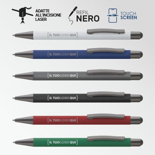 Penna in Metallo Satinato con Gommino Touch | Personalizzata - REGENT