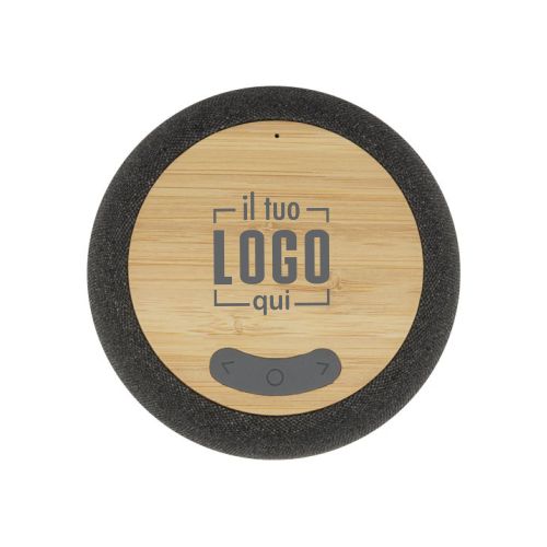 Speaker Bluetooth® con stazione di ricarica wireless in bambù/PET riciclato Ecofiber
