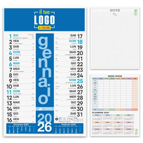 Calendario Olandese 2026 | Mensile testata 30x9 cm Personalizzato | COLORS
