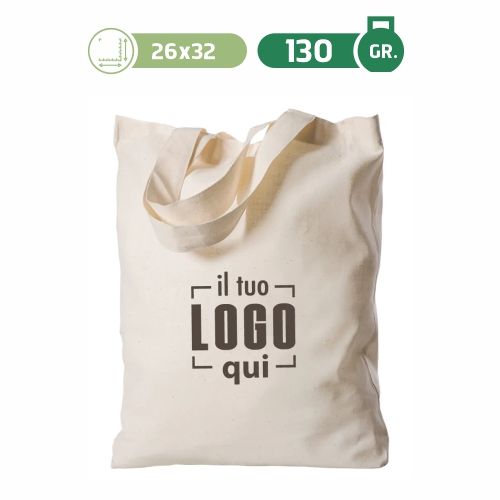 Borsa Shopping in Cotone Manici Corti 26x32 cm peso 130gr Personalizzata- ALICIA